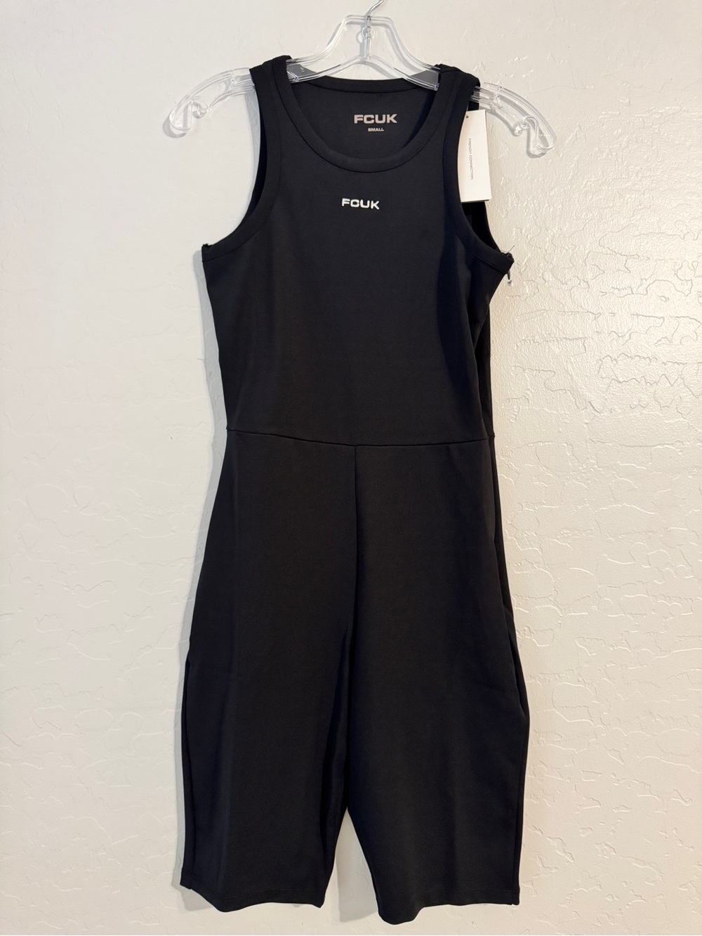 👗NWT FCUK Women’s Black Jersey Playsuit One-Piece Sleeveless Scoop Neck SizeS